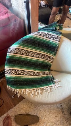 Mexican Falsa Blanket Green Striped