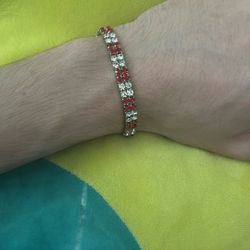 Red And White Gem Bracelet Brand New 