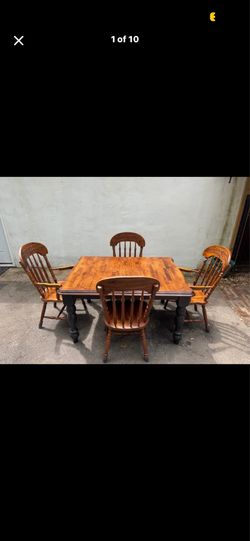 Modern Farmhouse Solid Wood Dining Set with 6 Chairs