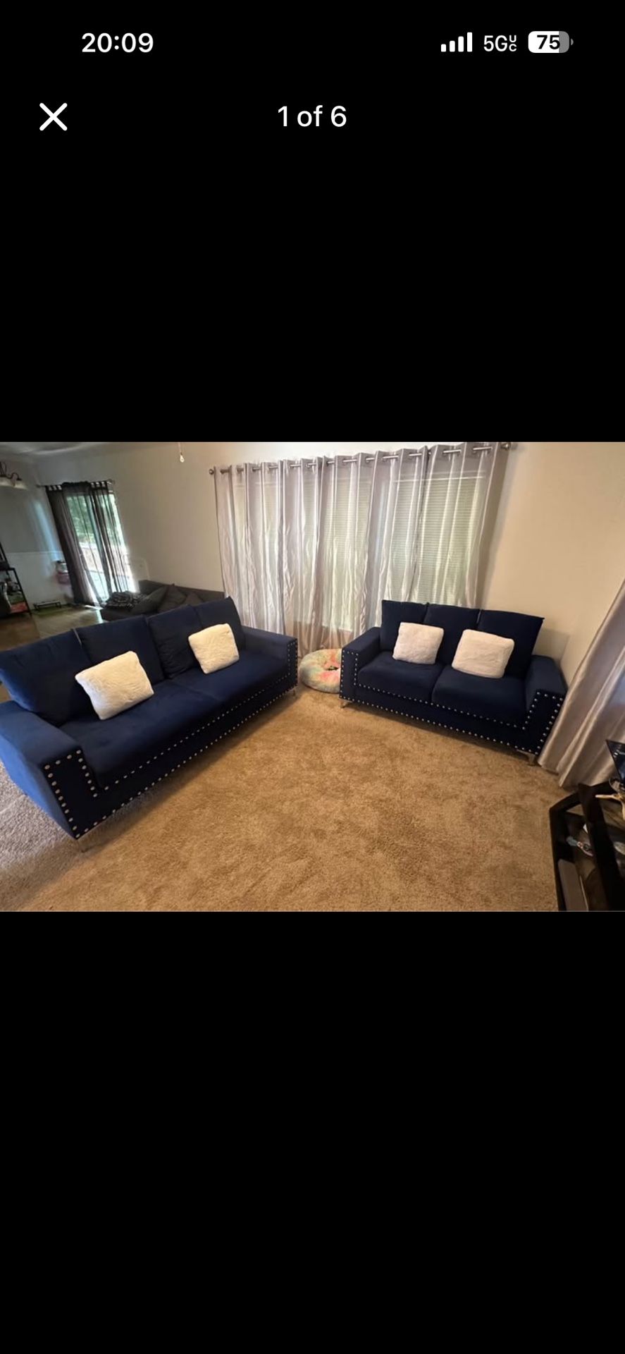 Velvet Blue Sofa Set