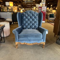 Vintage Teal Smooth Tufted Accent Chair