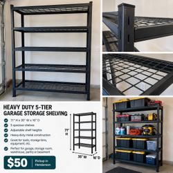 Heavy Duty 5-Tier Garage Storage Shelving – $50