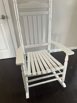 White Wood Slat Rocking Chair