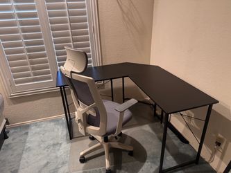 L-Shaped Gaming Desk + Ergonomic Mesh Office Chair Bundle!!