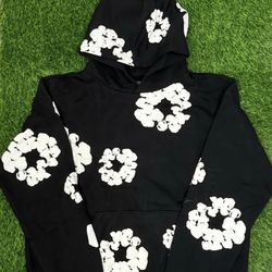 Denim tears black flower hoodie size L