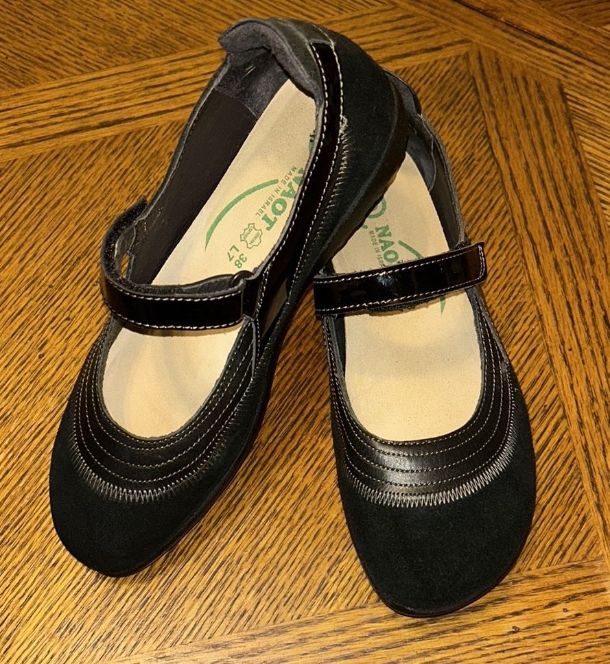Naot: Suede & Patent Leather Mary Jane Shoes, Size: 38/L7, Made in Israel
