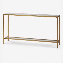 Hasina Console Entryway Table Mirrored Top Antique Gold Finish