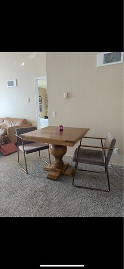 Solid wood table with 2 chairs