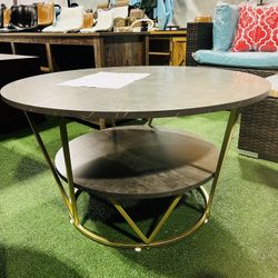 Brand new Living Room Modern 2-Tier Round Coffee Table gray color 