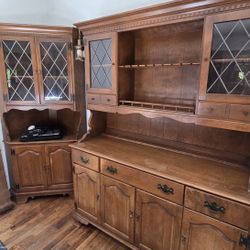 Vintage China Cabinet Hutch And Corner Hutch