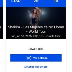 Ticket Shakira- Las Mujeres No Lloran
