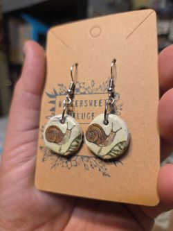 Handmade Clay Snail earrings. Stud or hanger