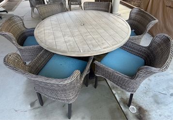 6 person round patio table with chairs