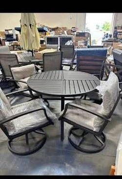 New Assembled Outdoor Mixpatio 5-Piece Aluminum Outdoor Dining Set with Swivel Chairs