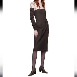 Elena Velez Designer Brown Straight midi Dress size 6 