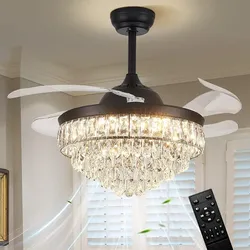 CLAIRDAI 42" Black Crystal Fandelier, Dimmable Remote Ceiling Fan
