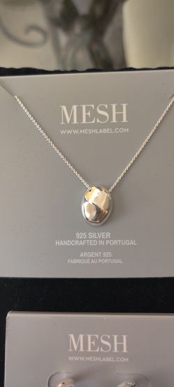 Mesh  Silver 925 Earrings And Necklace Set