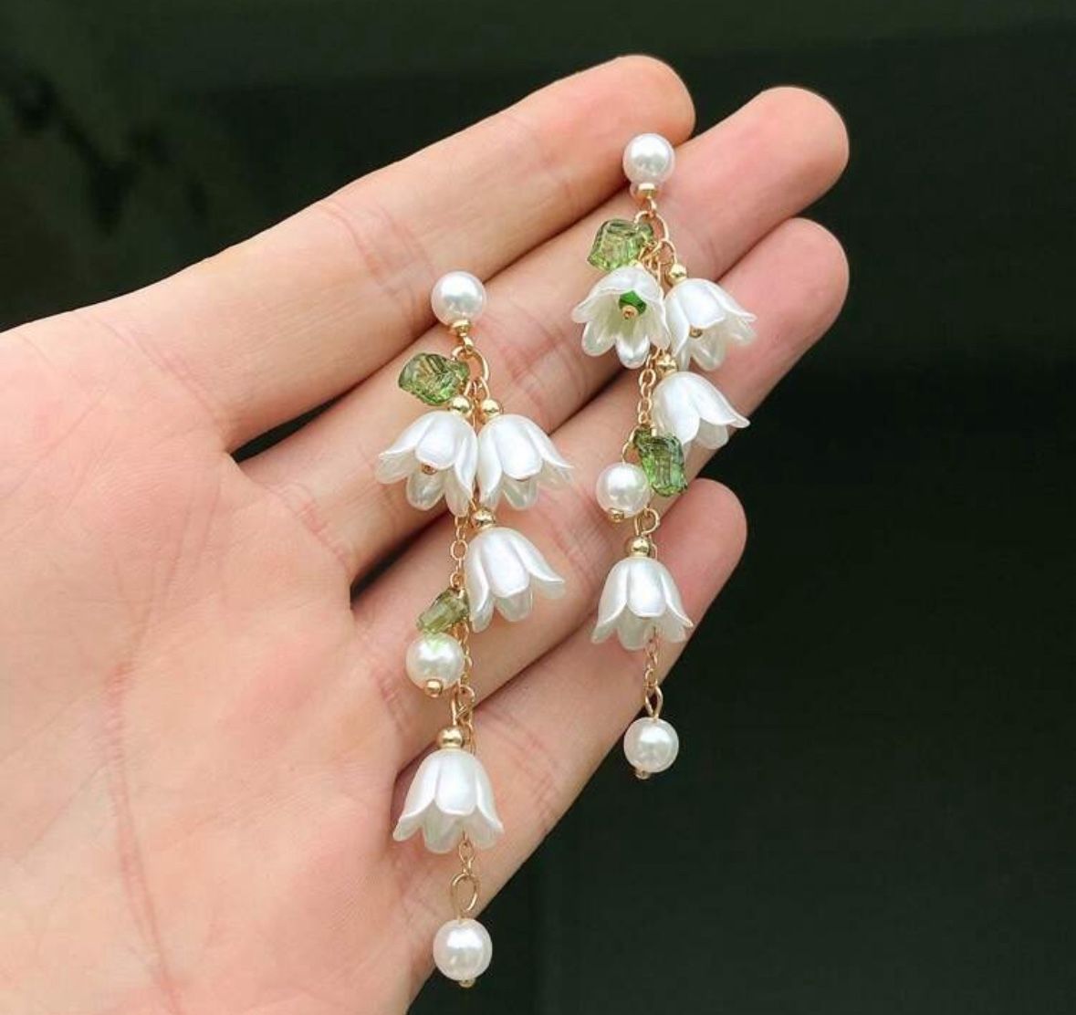 White Bell Flower Dangle Earrings