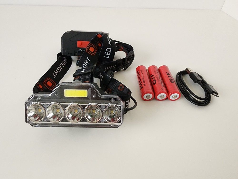 COB Led Headlight Headlamp White Red Green Lighting USB Rechargeable Head Torch Lamp light for fishing 18650 battery