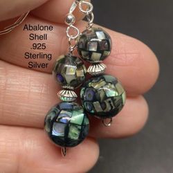 Abalone Genuine Shell .925 Sterling Silver Earrings