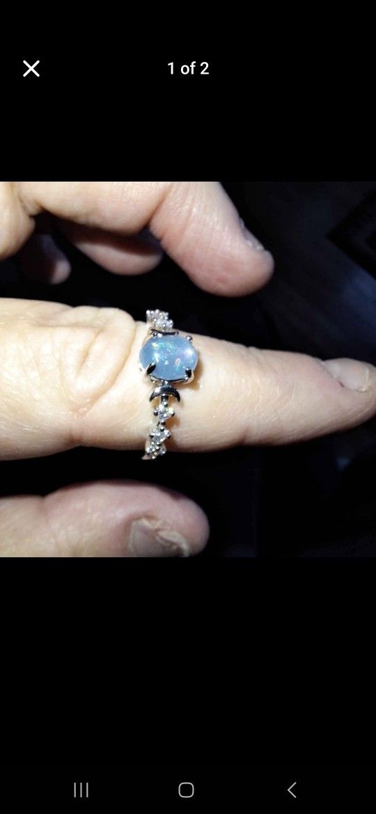 SILVER BLUEBERRY OPAL RING. SZ 9