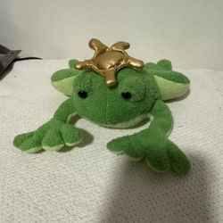 Frog Prince Plush Stuffed Animal 12” Green Gold Crown King Animal Adventure 2012