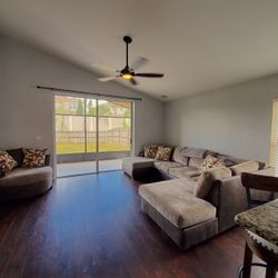 Family Room Sectional Couch and Swivel Chair