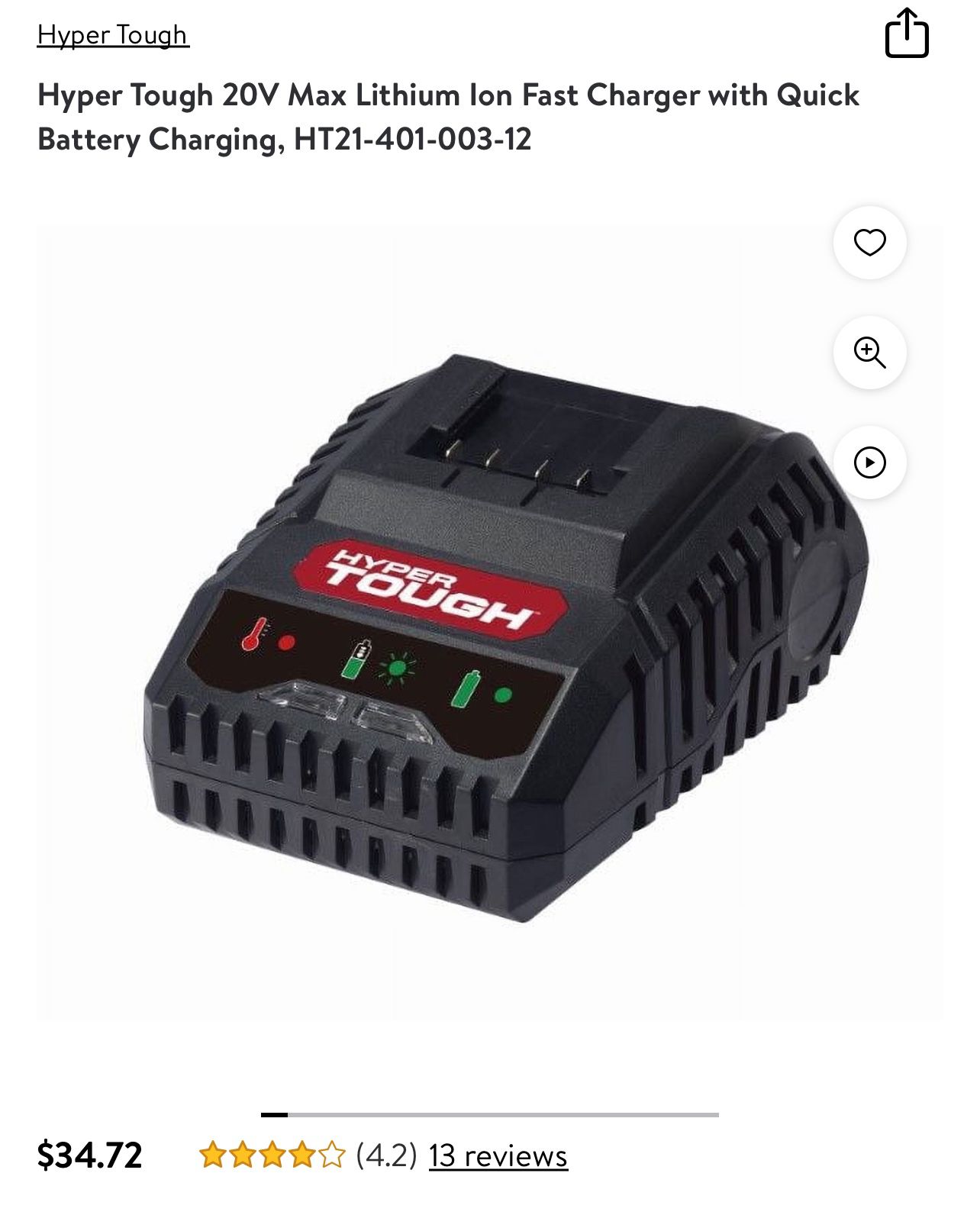 brand new Hyper Tough 20V Max Lithium Ion Fast Charger with Quick Battery Charging