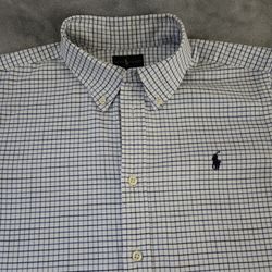 Polo Ralph Lauren Boys Plaid Long Sleeve Button Down Dress Shirt Size:18 Color: Blue/White 