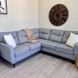 WE DELIVER! 🚚 - MCM Gray Tufted L Sectional Couch