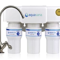 Aquasana Under Sink Water Filter | 3-Stage Filtration | Certified to Reduce up to 99.99% of PFAS, Lead, Chlorine, & More | Under Counter Drinking Wate