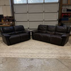 Brown Leather Couch And Love Seat