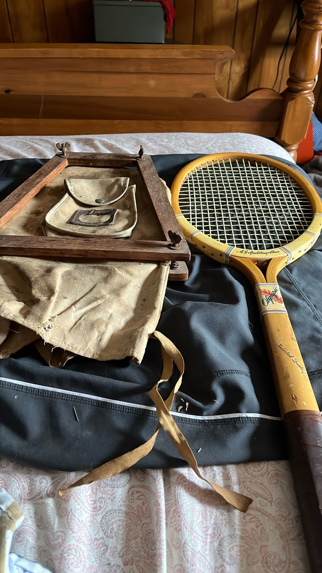 AJ Spalding & Bros Olympic Tennis Racket With Press