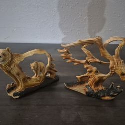 Two Bear Sculptures Souvenir Decor