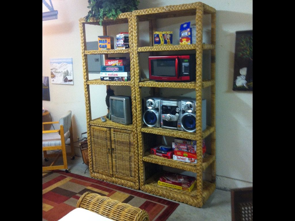 Two Rattan Etegeres/ Shelves
