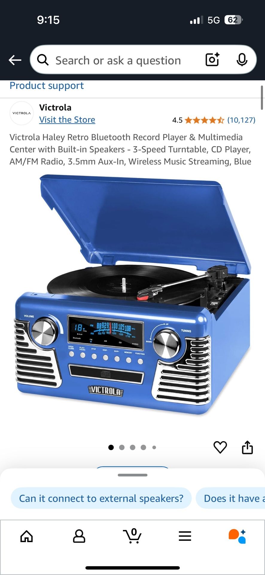 Retro Record/ CD player with Bluetooth and Radio