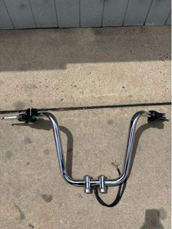 💛Harley Davidson Softail Classic APE Hangers wired with black levers