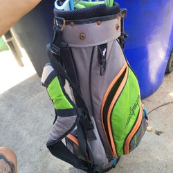 MACGREGOR TOURNEY MT JR STAND BAG JUNIOR 4 WAY DIVIDERS BAG 28" TALL GREY / LIME 