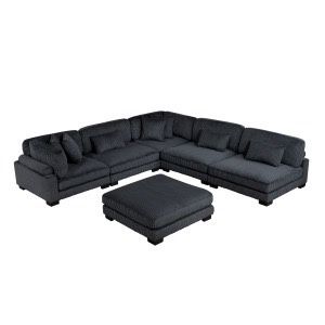 New Sectional Black Couch Corduroy Sleeper 