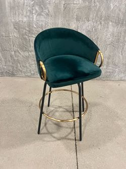 Contemporary velvet green barstool