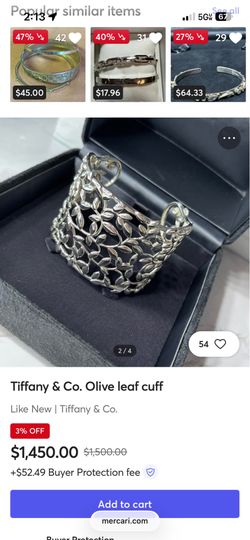 Tiffany & Co Piloma Picasso olive branch 2.5” cuff link