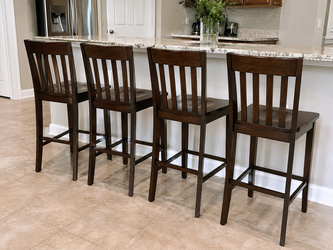 Solid Wood Bar Stools – Set of 4 – Espresso Finish – 30" Seat Height