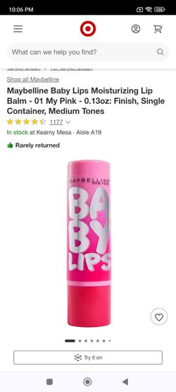 New Maybelline Baby Lips Moisturizing Lip Balm - 01 My Pink - 0.13oz