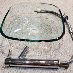 Glass sink with faucet