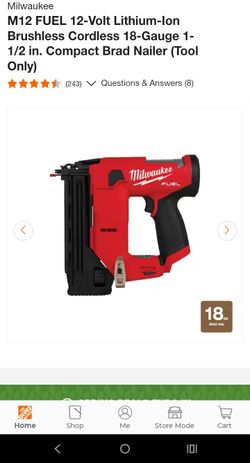 Milwaukee m12 Brad Nailer 18 gauge brads