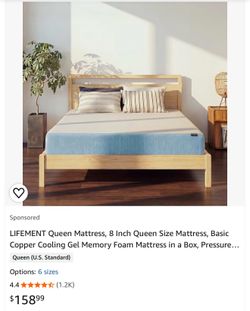 NEW Queen Mattress, 8 Inch Queen Size Mattress, Basic Copper Cooling Gel Memory Foam Mattress in a Box, Pressure Relief with Medium Firm Support, Cert