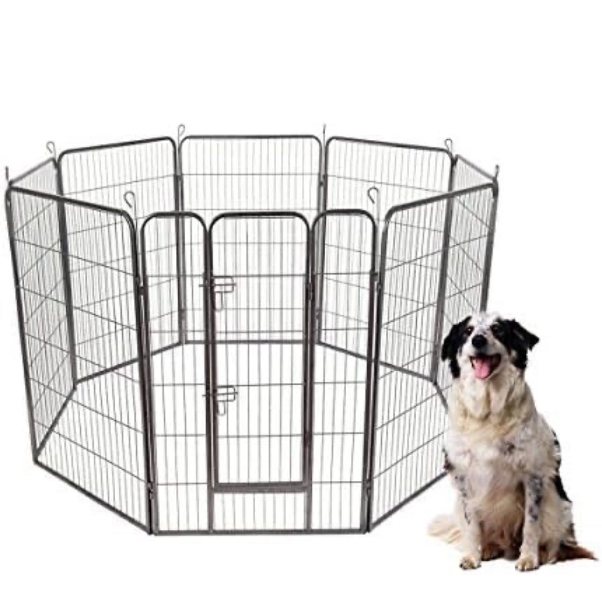 Safstar 8 Panels Metal Dog Playpen, 48" Height Dog Fence Exercise Pen with Doors for Large Medium Small Dogs Rabbits Cats, Foldable Pet Puppy Playpen