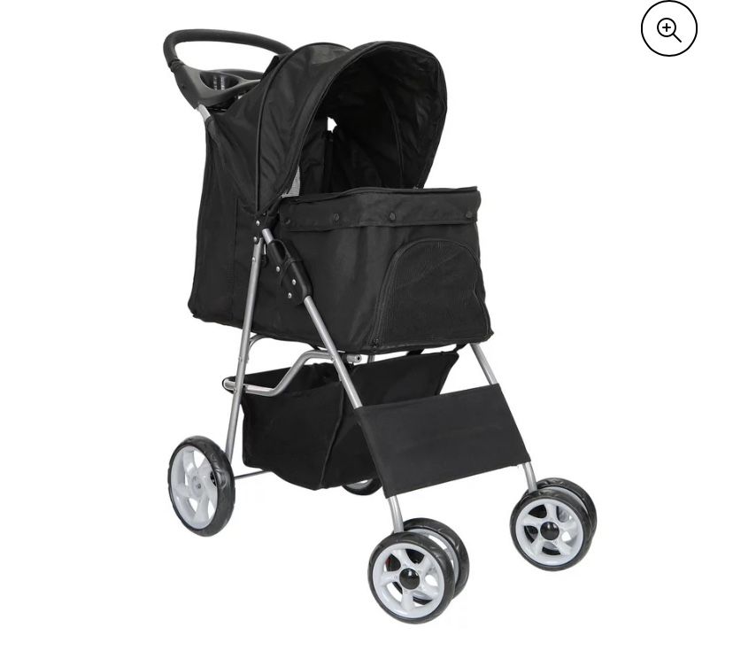 Foldable Dog Stroller Pet Travel Carriage Detachable Carrier Cart - Black