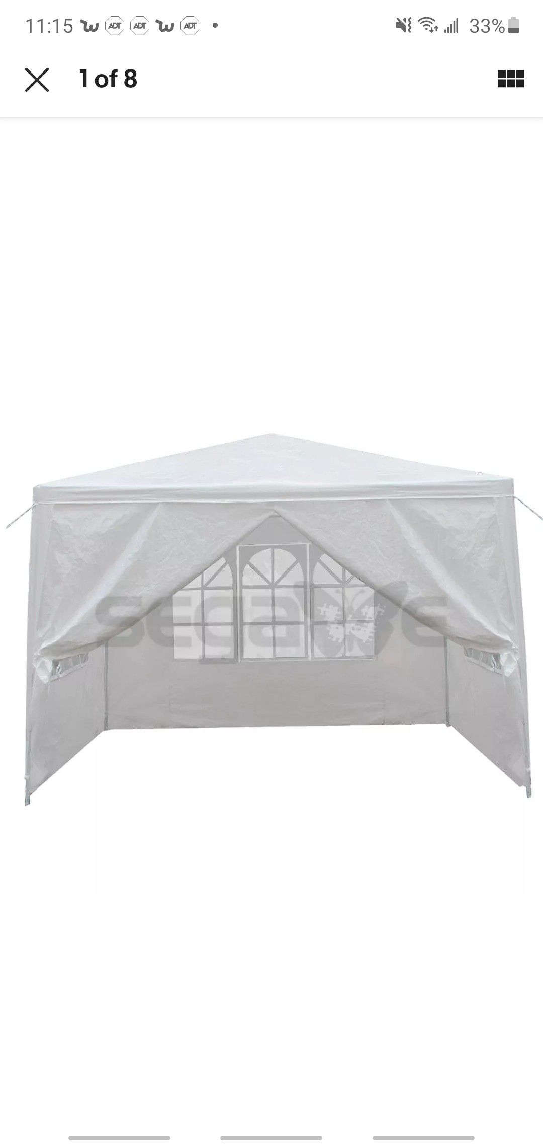 10' x 10' Outdoor Canopy Party Wedding Tent Gazebo Pavilion w/4 Side Walls White