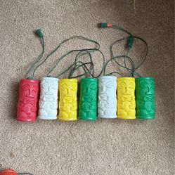Vintage Blow Mold TIKI PARTI-LITES Luau Indoor/Outdoor string Lights